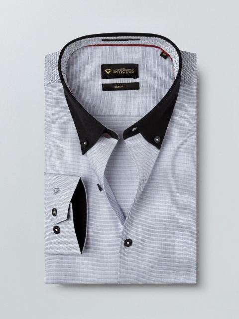 

INVICTUS Men Blue & White Slim Fit Checked Patterned Formal Shirt