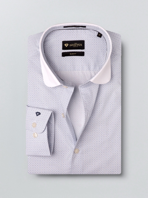 

INVICTUS Men Blue & White Slim Fit Printed Semiformal Shirt