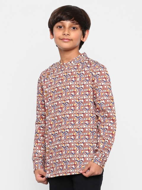 

MANET Boys Brown Classic Floral Printed Party Shirt