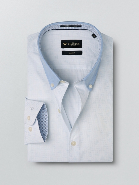 

INVICTUS Men Blue Patterned Slim Fit Formal Shirt