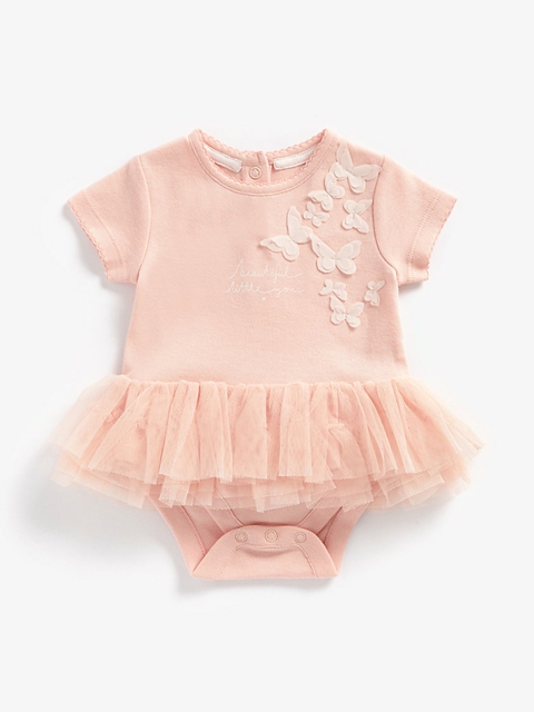 

mothercare Infant Girls Pink Pure Cotton Peplum Dress