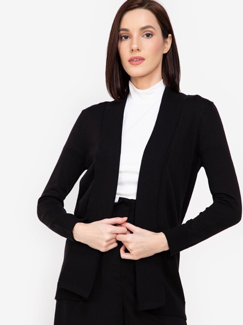 

ZALORA WORK Women Black Solid Shawl Collar Cardigan