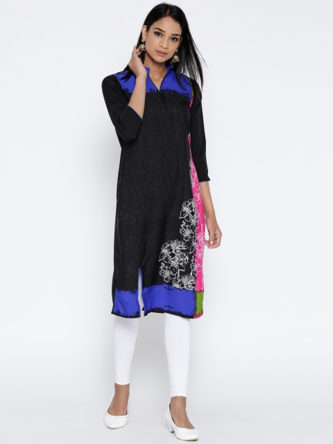 

Jashn Women Black Printed Straight Kurta