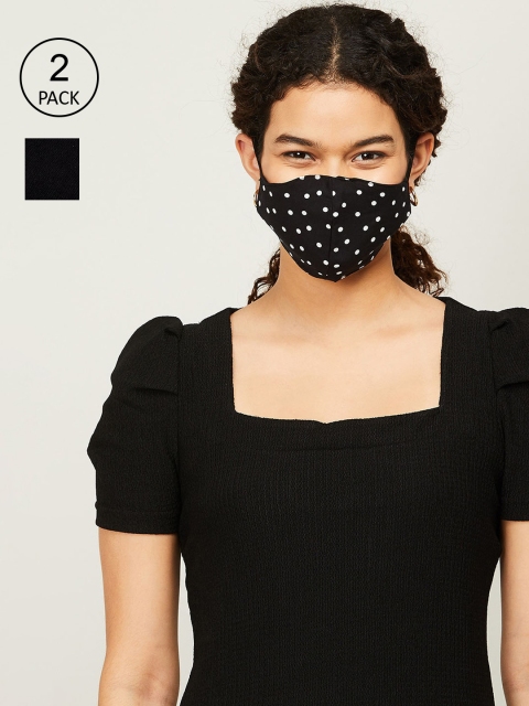 

Ginger by Lifestyle Women Black Pack Of 2 Printed 1Ply Cotton Face Masks