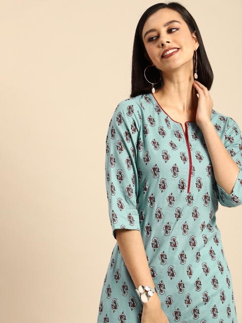 

Anouk Women Blue Floral Printed Casual Kurta