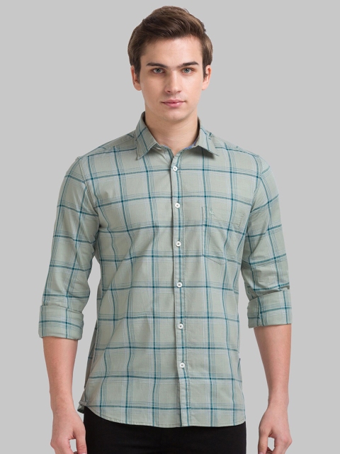 

Parx Men Green Slim Fit Checked Cotton Casual Shirt