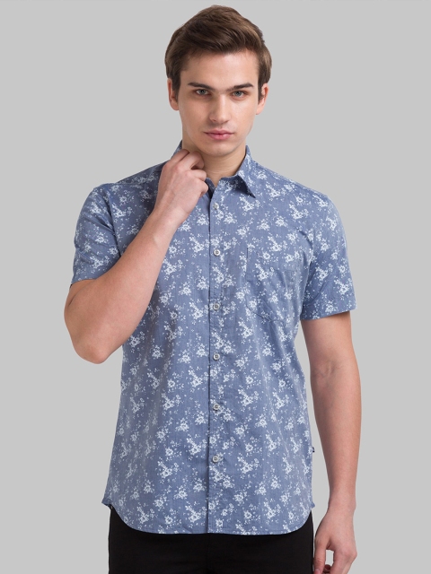 

Parx Men Blue Slim Fit Floral Printed Casual Shirt