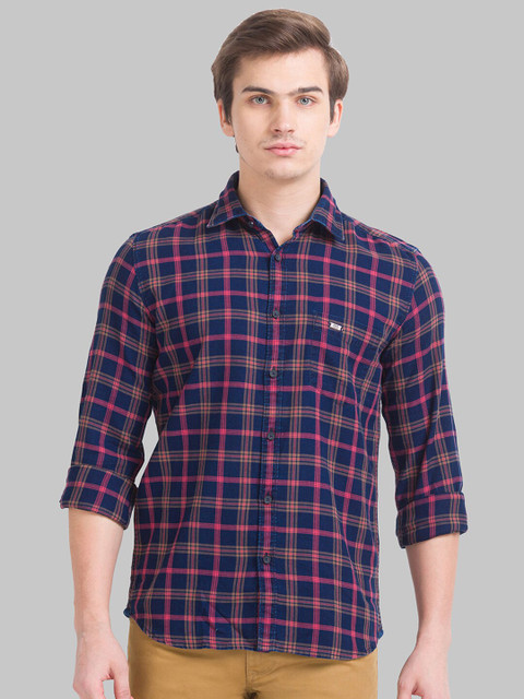 

Parx Men Purple Slim Fit Tartan Checks Checked Cotton Casual Shirt
