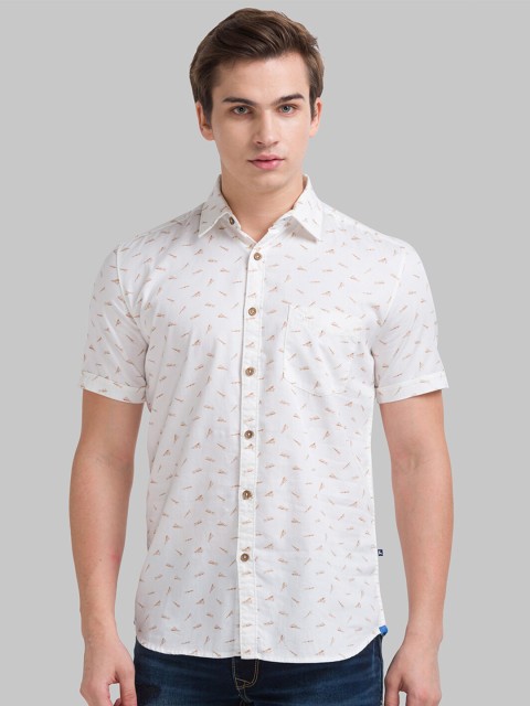 

Parx Men White Slim Fit Printed Cotton Casual Shirt