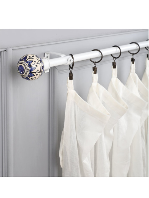 

The Decor Mart White & Blue Solid Curtain Rods With Brackets