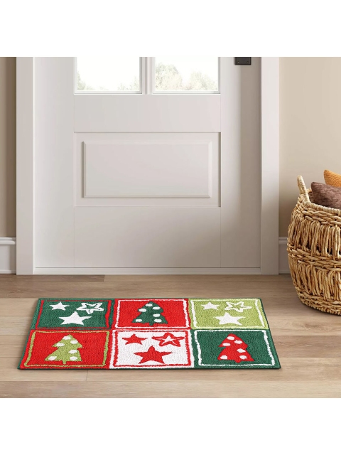 

SHADES of LIFE Red & Green Printed Cotton Doormats