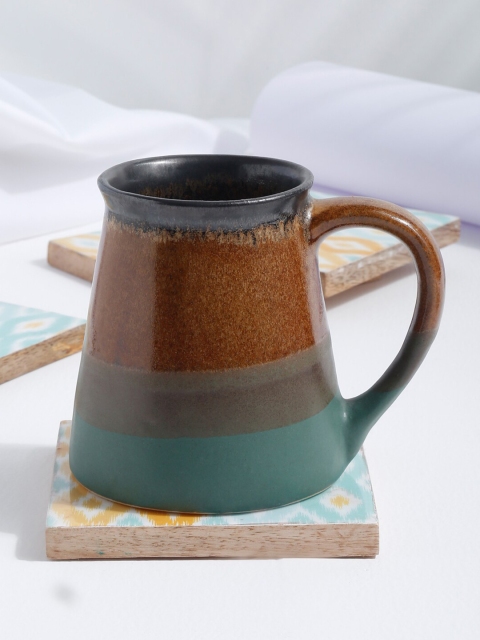 

EK BY EKTA KAPOOR Brown & Green Solid Ceramic Matte Cups Set of Cups and Mugs