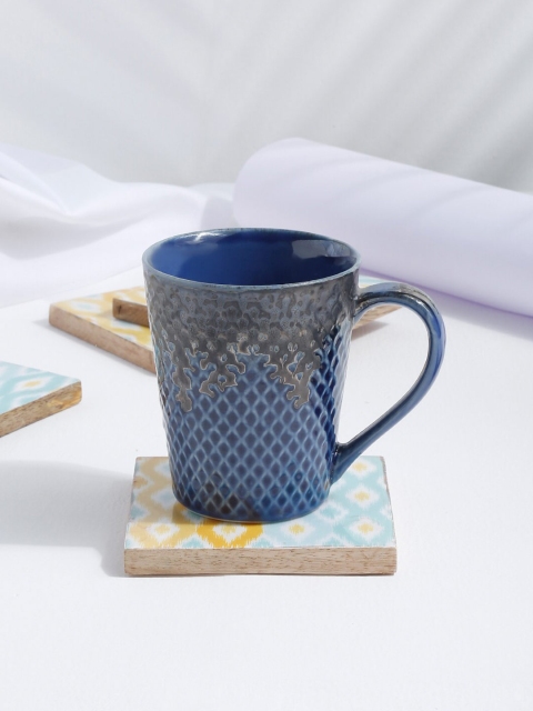 

EK Unisex Blue Textured Glazed Ceramic Mug