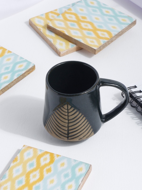 

EK BY EKTA KAPOOR Black & Beige Textured Ceramic Glossy Mug