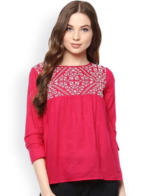 

The Vanca Pink Top with Embroidered Detail
