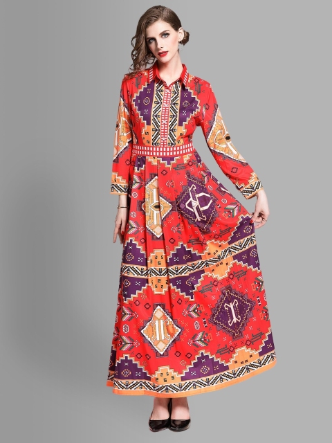 

JC Collection Multicoloured Ethnic Motifs Maxi Dress, Multi