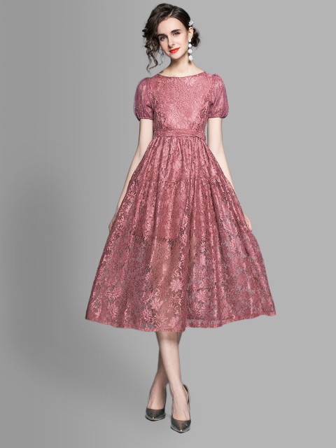 

JC Collection Pink Ethnic Motifs Midi Dress