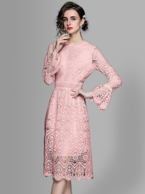 

JC Collection Pink A-Line Midi Dress