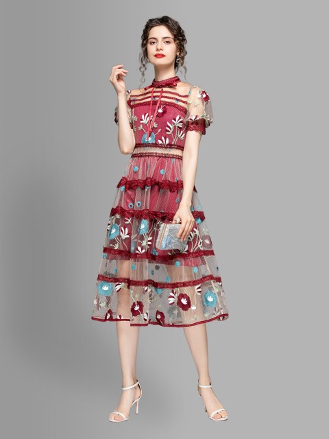 

JC Collection Multicoloured Embroidered Dress, Multi