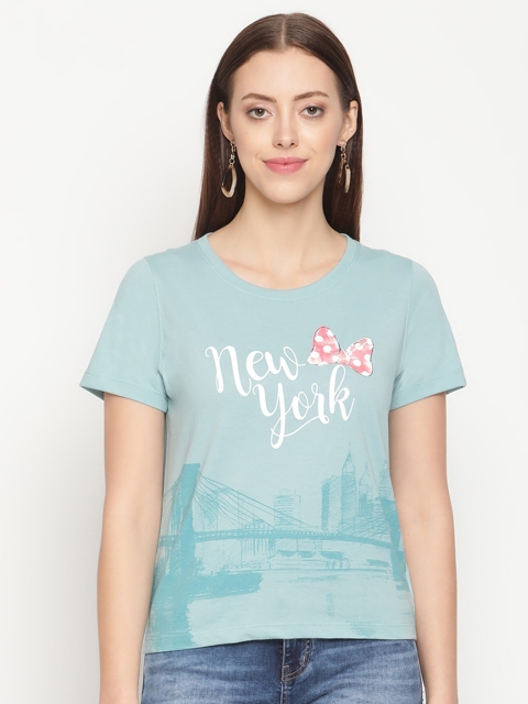 

METTLE Women Blue Typography Printed T-shirt