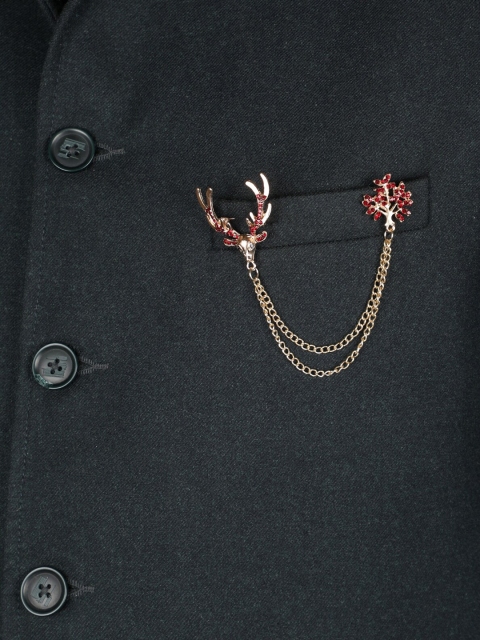 

Alvaro Castagnino Men Gold-Toned & Maroon Embellished Brooch Pin
