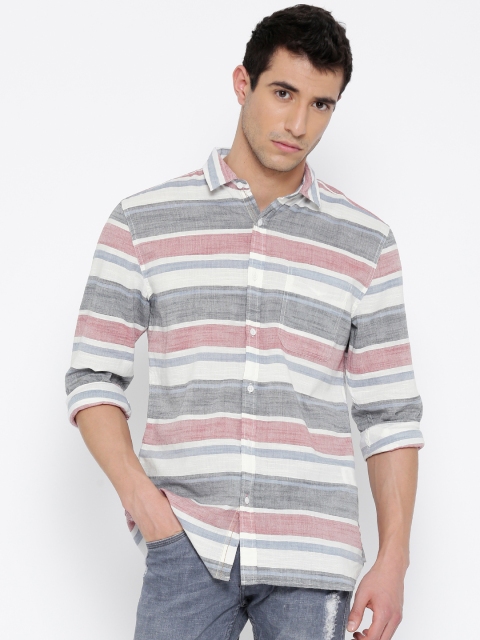 

Jack & Jones Men Multicoloured Slim Fit Striped Casual Shirt, Multi