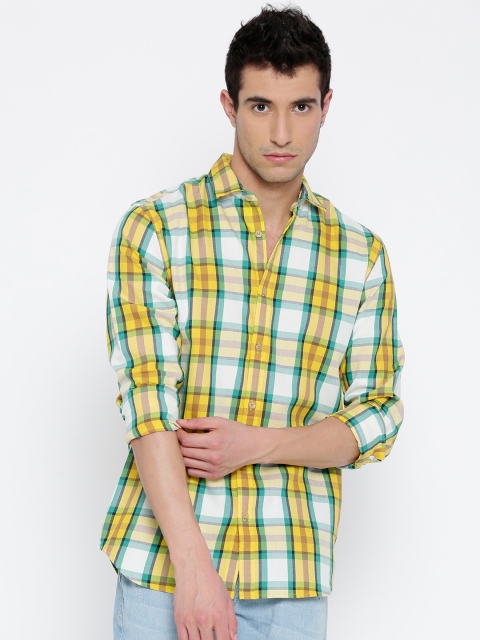

Jack & Jones Men Yellow Slim Fit Checked Casual Shirt