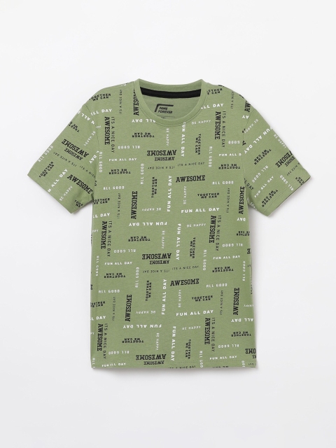 

Fame Forever by Lifestyle Boys Green Printed Pure Cotton T-shirt