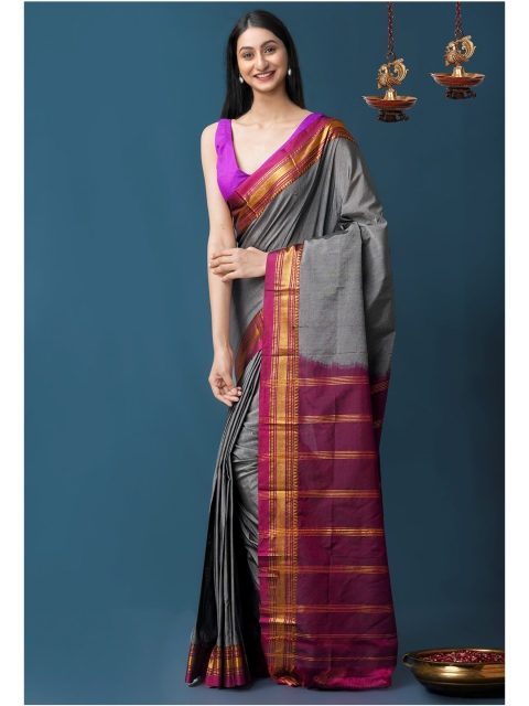 

Unnati Silks Grey Woven Design Pure Handloom Narayanpet Poly Silk Saree