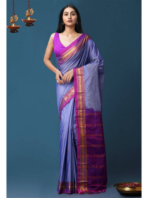 

Unnati Silks Blue & Purple Woven Design Narayan Peth Poly Silk Saree