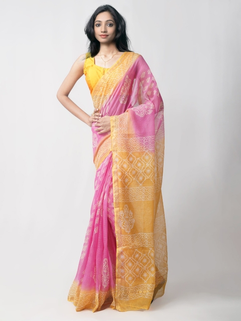 

Unnati Silks Pink & Orange Batik Pure Cotton Kota Saree