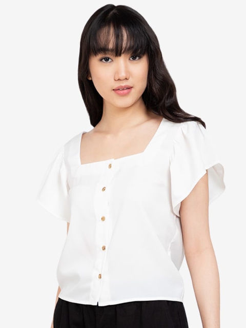 

ZALORA BASICS Women White Square Neck Crop Top