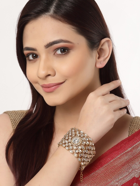 

NEUDIS Women Gold-Toned & White Oxidised Wraparound Bracelet