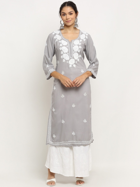 

Saksh Women Grey Ethnic Motifs Embroidered Thread Work Kurta
