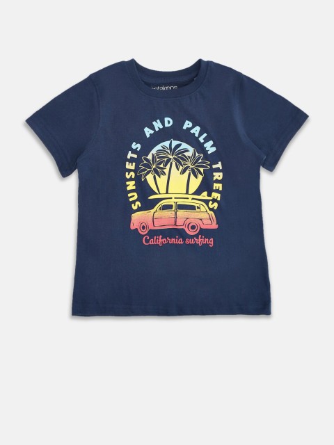 

Pantaloons Junior Boys Navy Blue Printed Cotton T-shirt