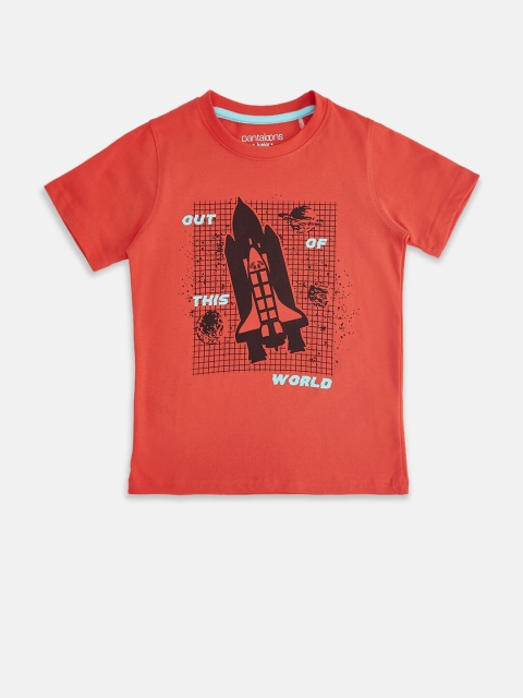

Pantaloons Junior Boys Red Printed Cotton T-shirt