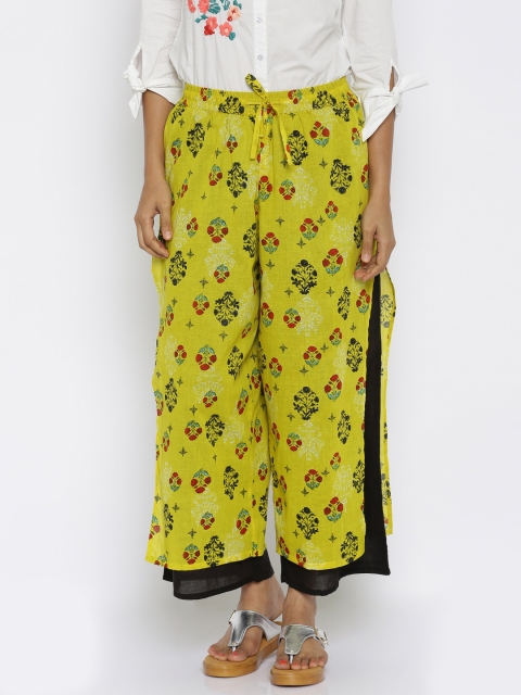 

RANGMANCH BY PANTALOONS Green Floral Print Palazzo Trousers