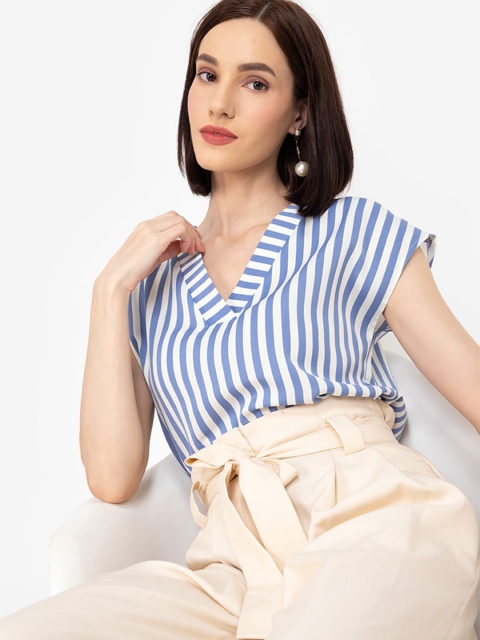 

ZALORA WORK Blue & White Striped Top