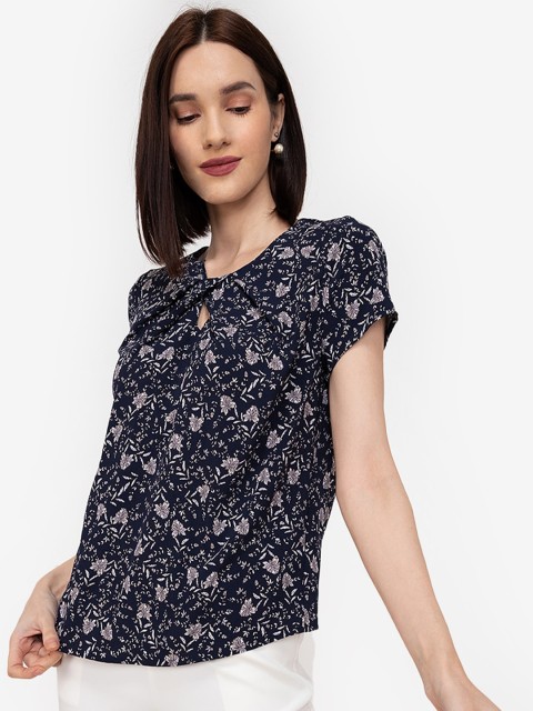 

ZALORA WORK Multicoloured Floral Print Tie-Up Neck Top, Multi