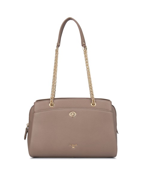 

Da Milano Taupe Leather Structured Shoulder Bag