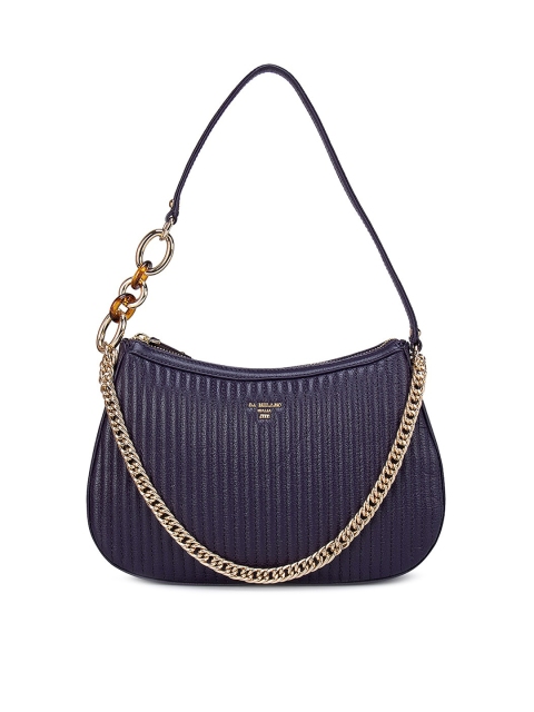

Da Milano Purple Textured Leather Structured Shoulder Bag with Quilted