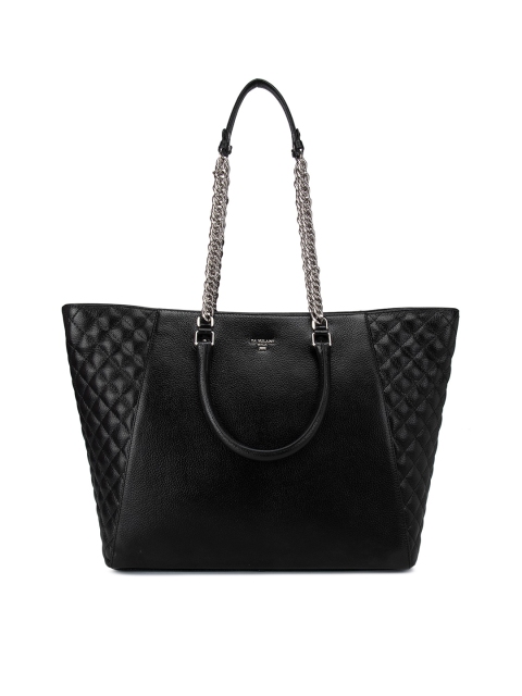 

Da Milano Black Textured Leather Shopper Quilted Tote Bag