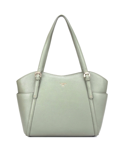 

Da Milano Green Textured Leather Structured Shoulder Bag