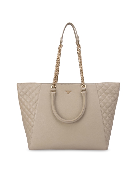 

Da Milano Beige Textured Leather Structured Handheld Bag with Quilted