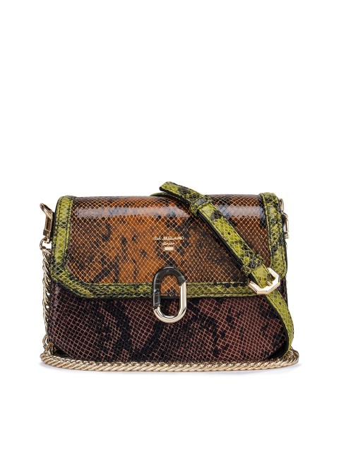 

Da Milano Yellow Animal Textured Leather Structured Sling Bag