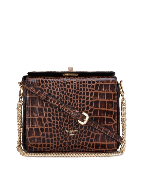 

Da Milano Brown Animal Textured Leather Structured Sling Bag
