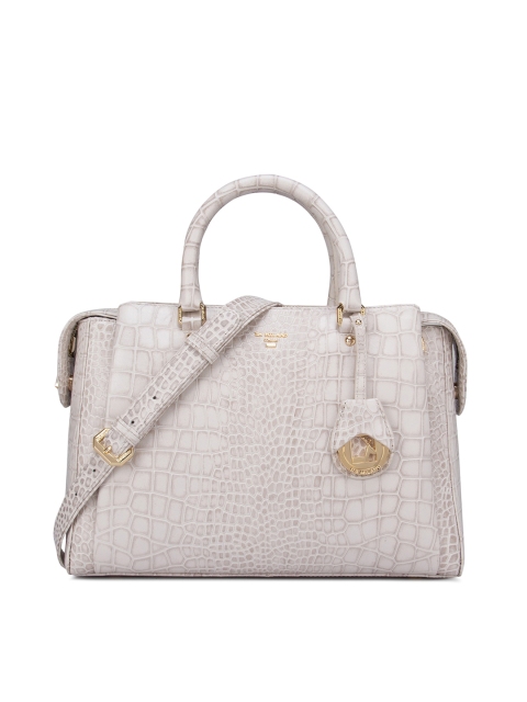 

Da Milano Off White Animal Textured Leather Structured Handheld Bag