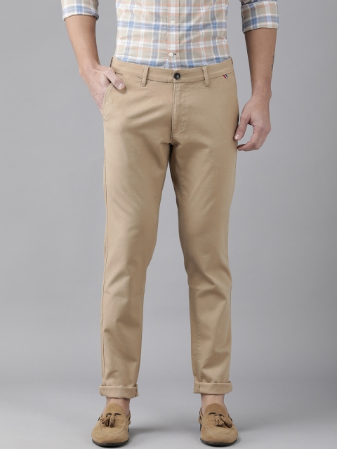 

U S Polo Assn Men Beige Solid Austin Trim Fit Mo\id Rise Trousers