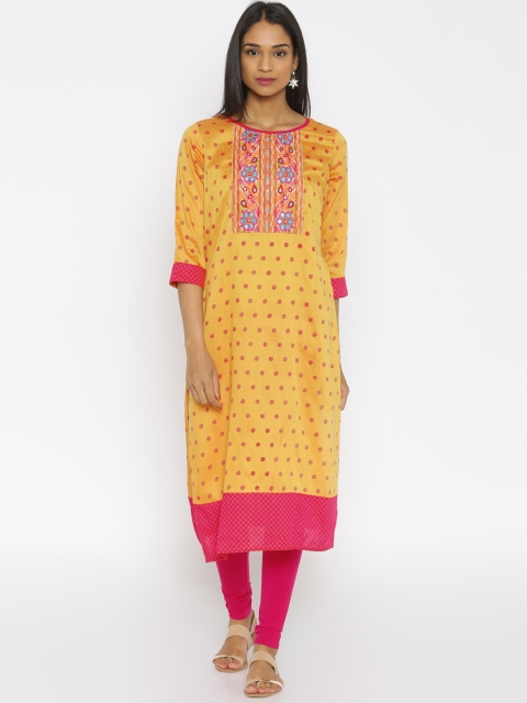 

RANGMANCH BY PANTALOONS Mustard Yellow Printed Kurta