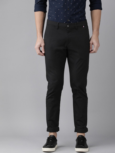 

U.S. Polo Assn. Men Black Solid Regular Trousers
